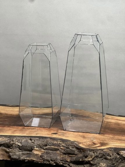 ۲ عدد شیشه تراریوم چندوجهی طرح طبیعت زندگی