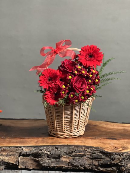سبد گل رز قرمز طرح وودی