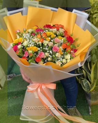 دسته گل پاییزی برای تولد شیک و جمع‌وجور برای سورپرایز در محل کار یا خانه